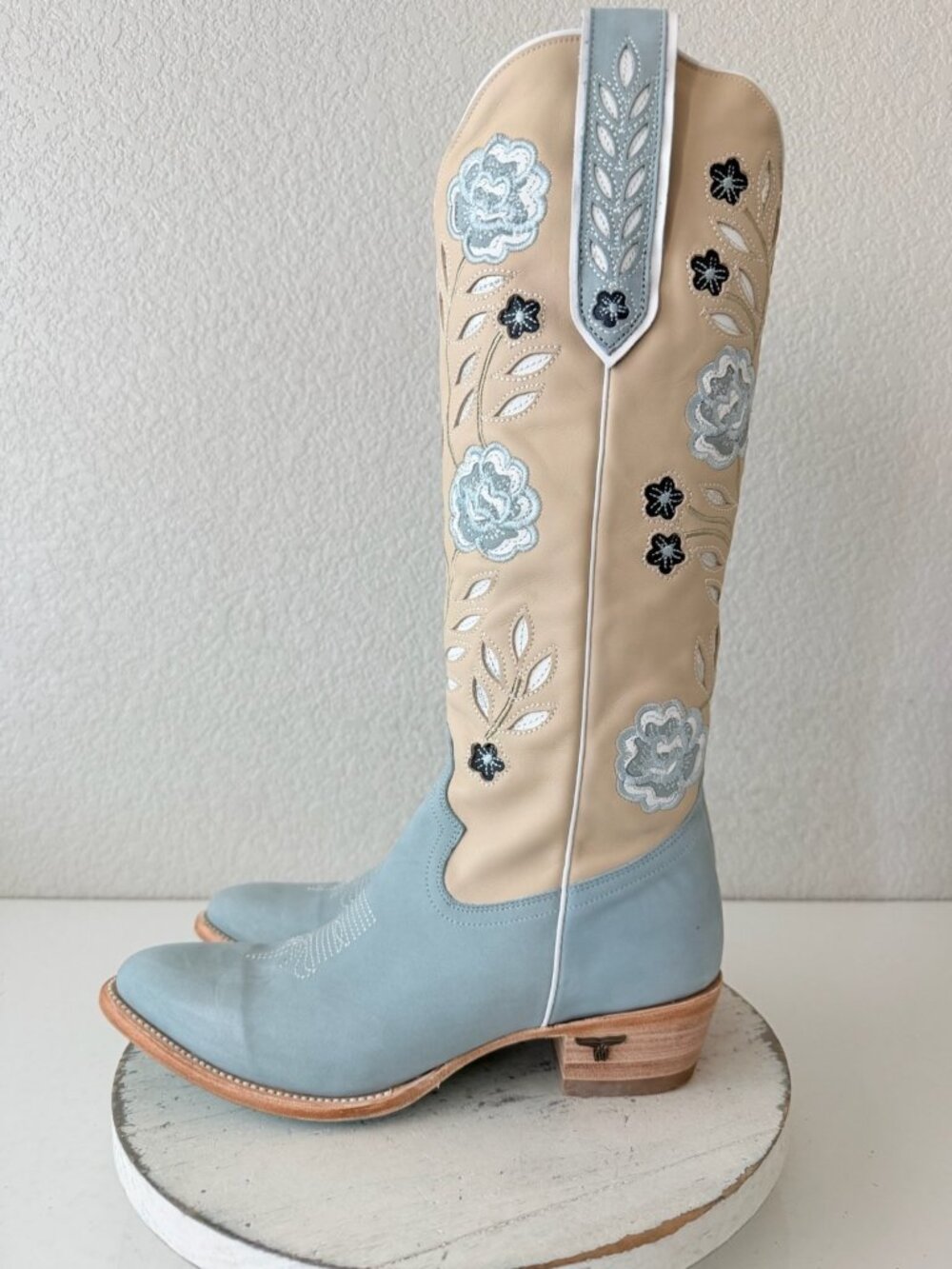 Lane KENZIE Knee High Cowboy Boots Womens 9.5 Blueberry Buttermilk Western Tall - Picture 6 of 12